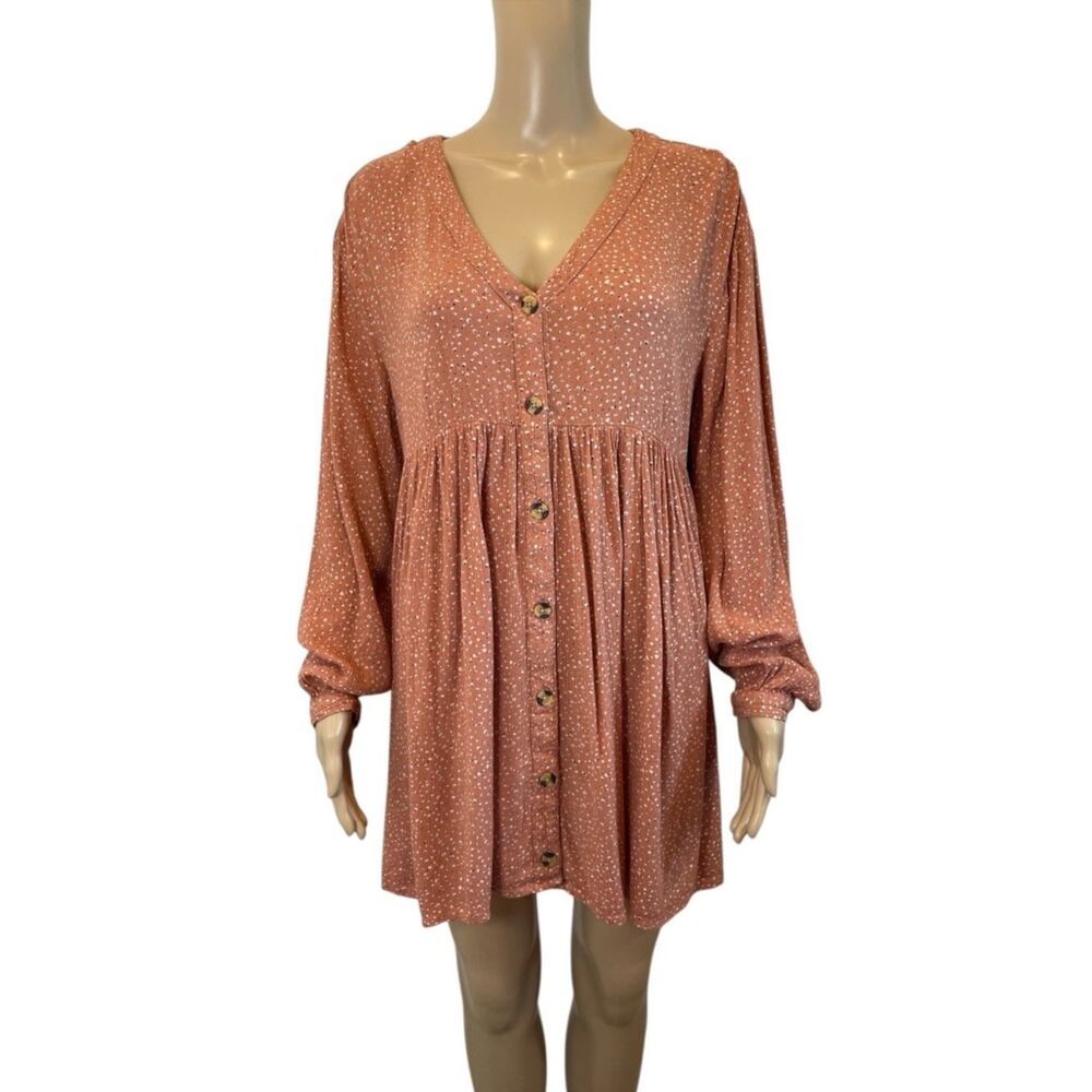 Billabong Dusty Rose Button-Front Mini Dress